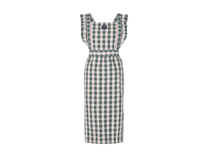 Lexington Tablier Checked cotton linen Green-Light beige-red