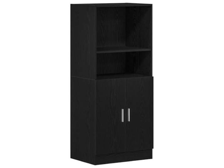 fsahslih Küchenschrank Schwarz 57x41,5x131,5 cm Holzwerkstoff Vielseitiger Vorratsschrank mit Unterfach und offenen Ablagen für Küche, Esszimmer, Büro oder Gastronomie.