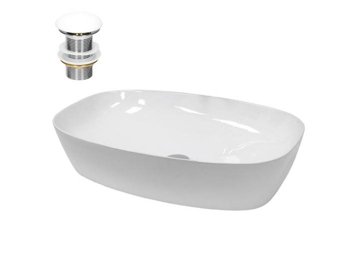 LuxeBath Waschbecken, Weiß, Keramik, 38x14x60.5 cm, Badezimmer, Waschbecken & Armaturen, Waschbecken