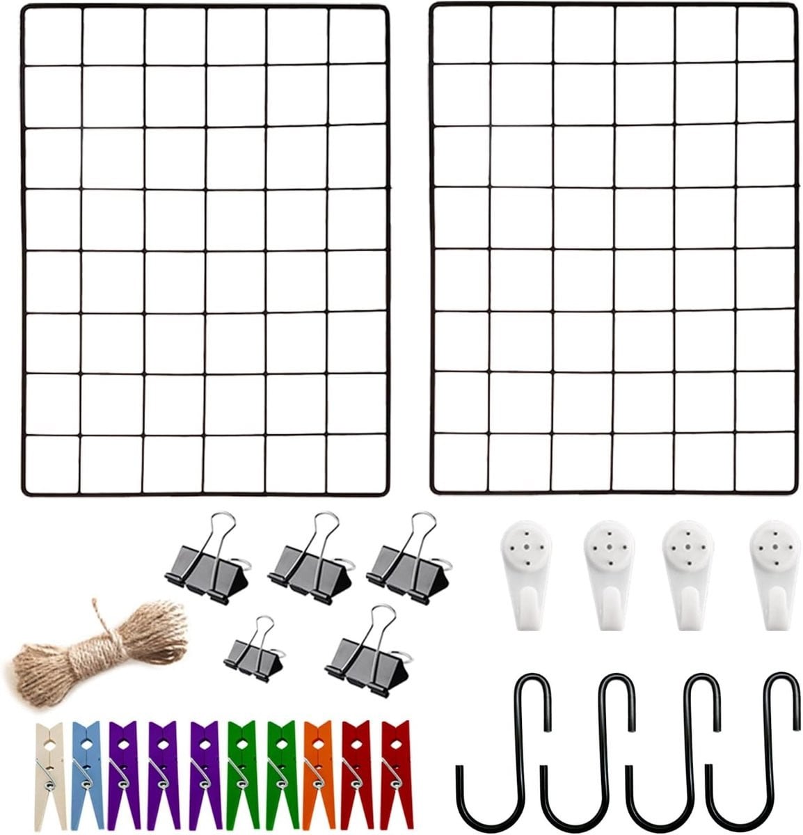 Set van 2 multifunctionele metalen fotowanden voor decoratie, Zwart, 40 x 30 cm