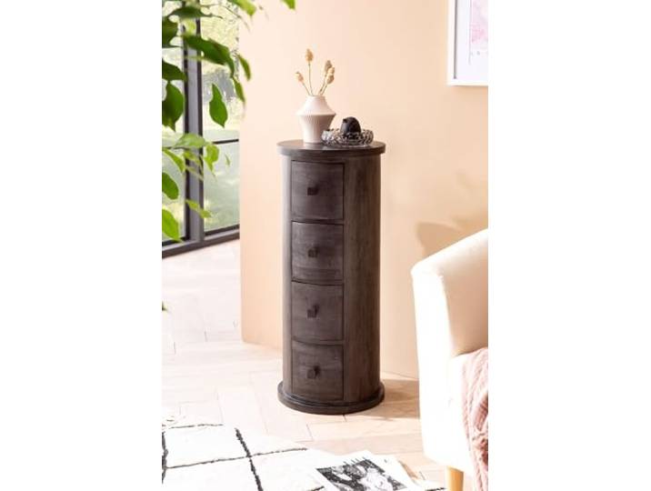 möbelando Kommode mit 4 Schubladen Sideboard 85 cm Holz Schwarz Beistellschrank