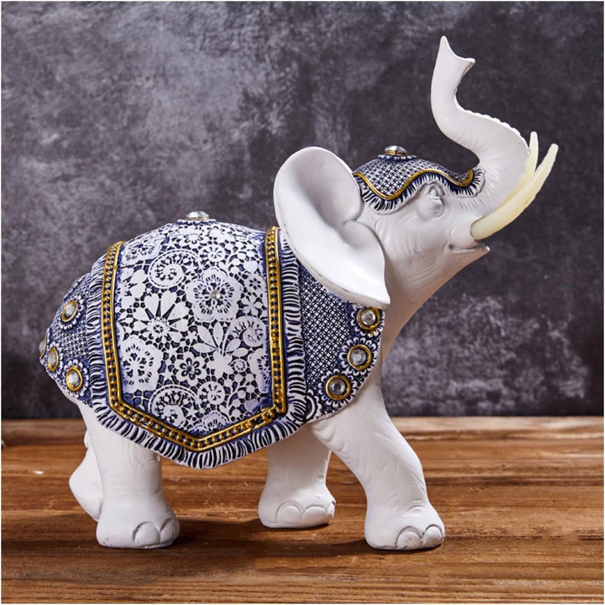 Wit Olifant Beeld van Hars voor Decoratie in de Woonkamer