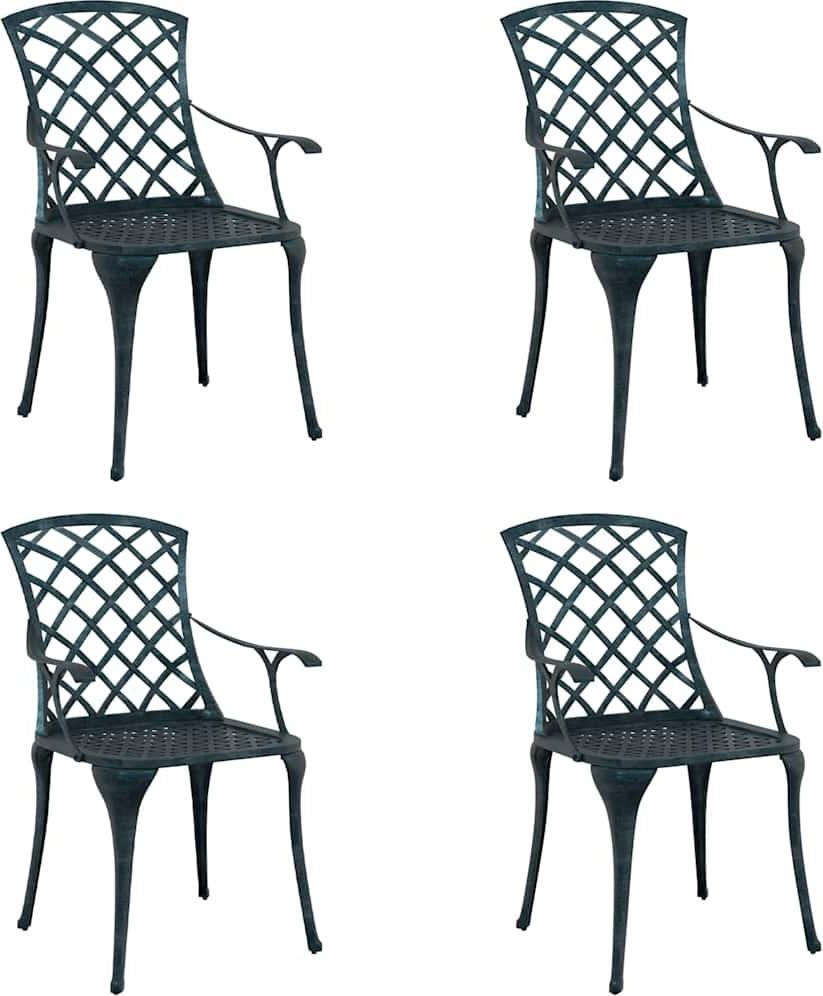 vidaXL Set van 4 Tuinstoelen, Groen, Aluminium
