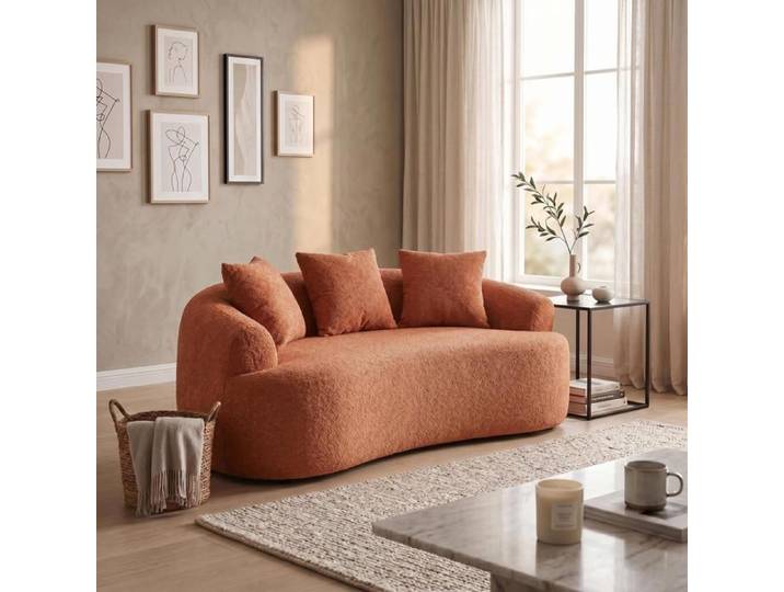 Canapé modulable FurnitureR 2 places tissu Chenille coussins épais compact sans montage – Rose