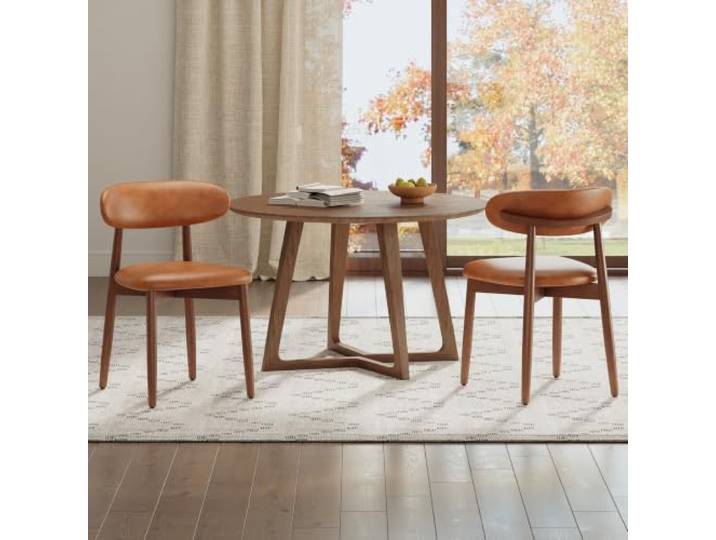 COLAMY Esszimmerstuhle 2er Set, Stühle Esszimmer, Küchenstühle Hochdichter Schaumstoff, Atmungsaktives PU-Leder, Gepolsterte Sitzfläche, Sitzstuhl für Küche Wohnzimmer Haushalt & Café, Braun