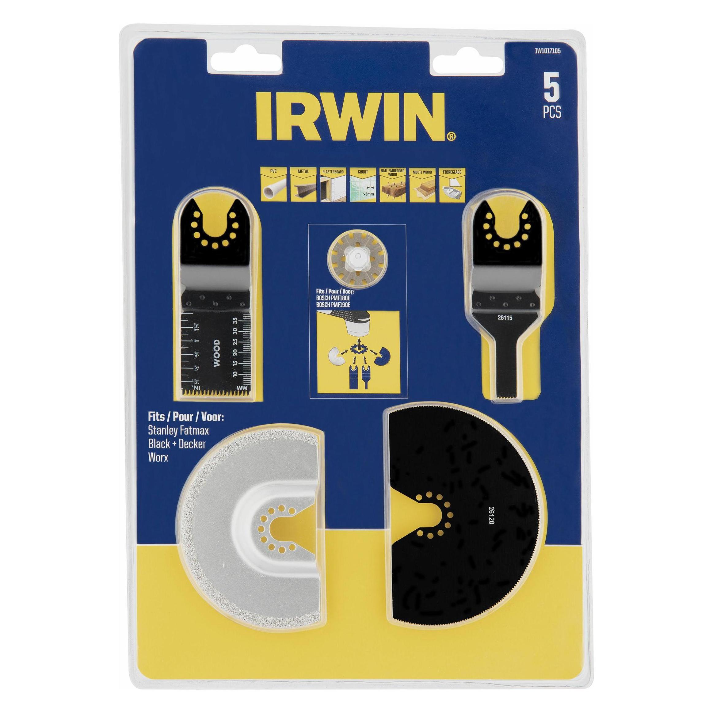 Irwin SÄGEBLATT FÜR MULTIFUNKTIONAL-OSZILLATIONSSCHLEIFER-Set. 4 Stück. zum Schneiden von Holz, Gips (37262381)