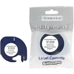 rillstab Schriftbandkassette Papier, schwarz/weiß, 12mm x 4m