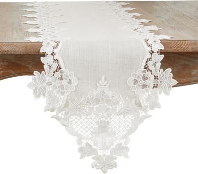 Saro Lifestyle Lace Border Design Table Runner