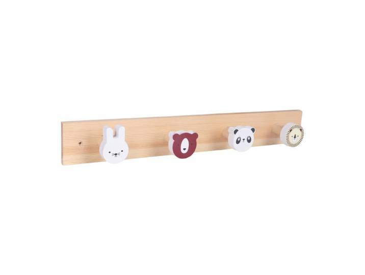 Relaxdays Kindergarderobe 4 Haken Tiere
