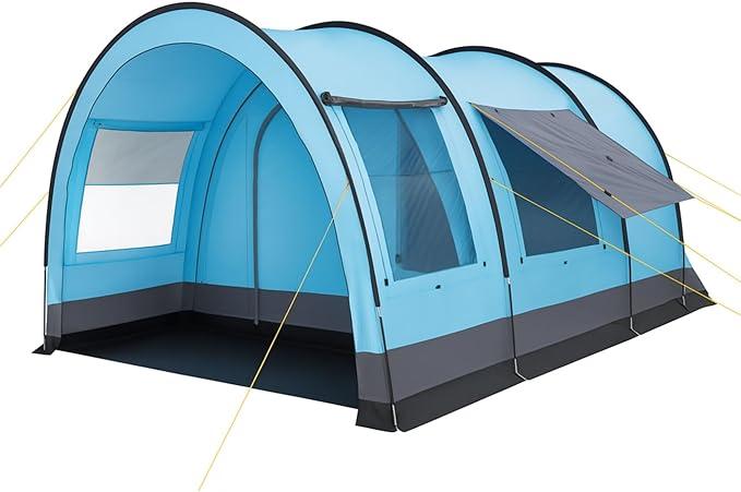 Zelt Relax4 für 4 Personen | Variables Tunnelzelt mit großem Vorraum, 5000 mm Wassersäule | Abtrennbare Schlafkabine | Gruppenzelt, Campingzelt, Familienzelt