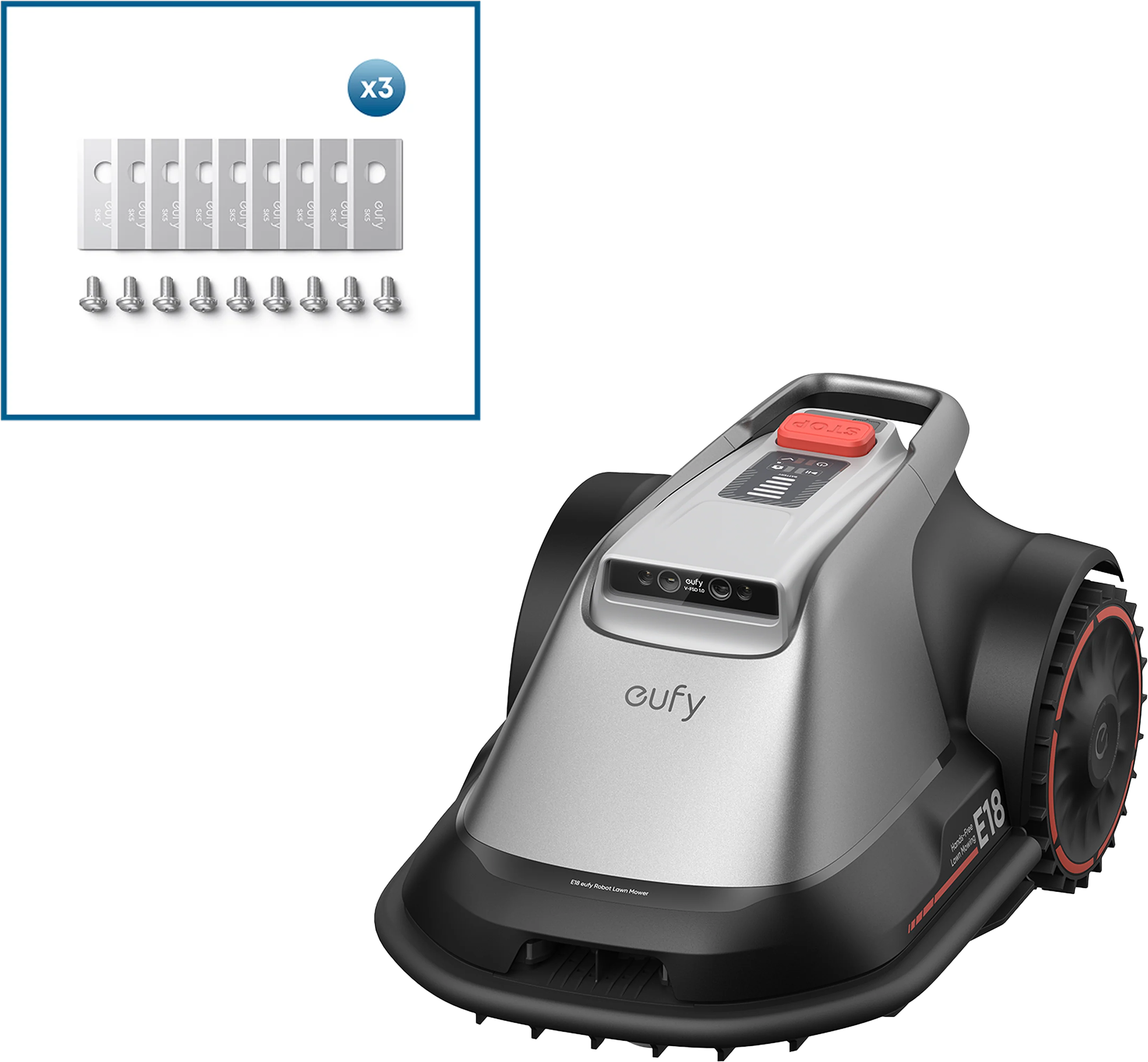 eufy Robot tondeuse E18 +Boîte de lames de rechange eufy