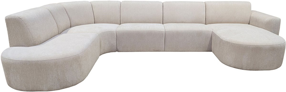 LABEL51 Evito Hoekbank - Naturel - Velvet - U-vorm Links