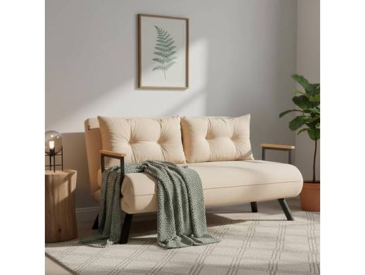 Dmora Schlafsofa 2-Sitzer Merak 133x78 cm Weiß Stauraum