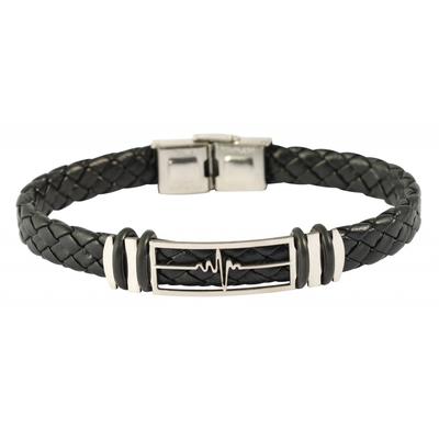 Edelstahlarmband ADELIA´S "Herren Armband aus Edelstahl" Gr. 17, schwarz silber, Armbänder, Herren, 17, Edelstahl, Edelstahlarmband