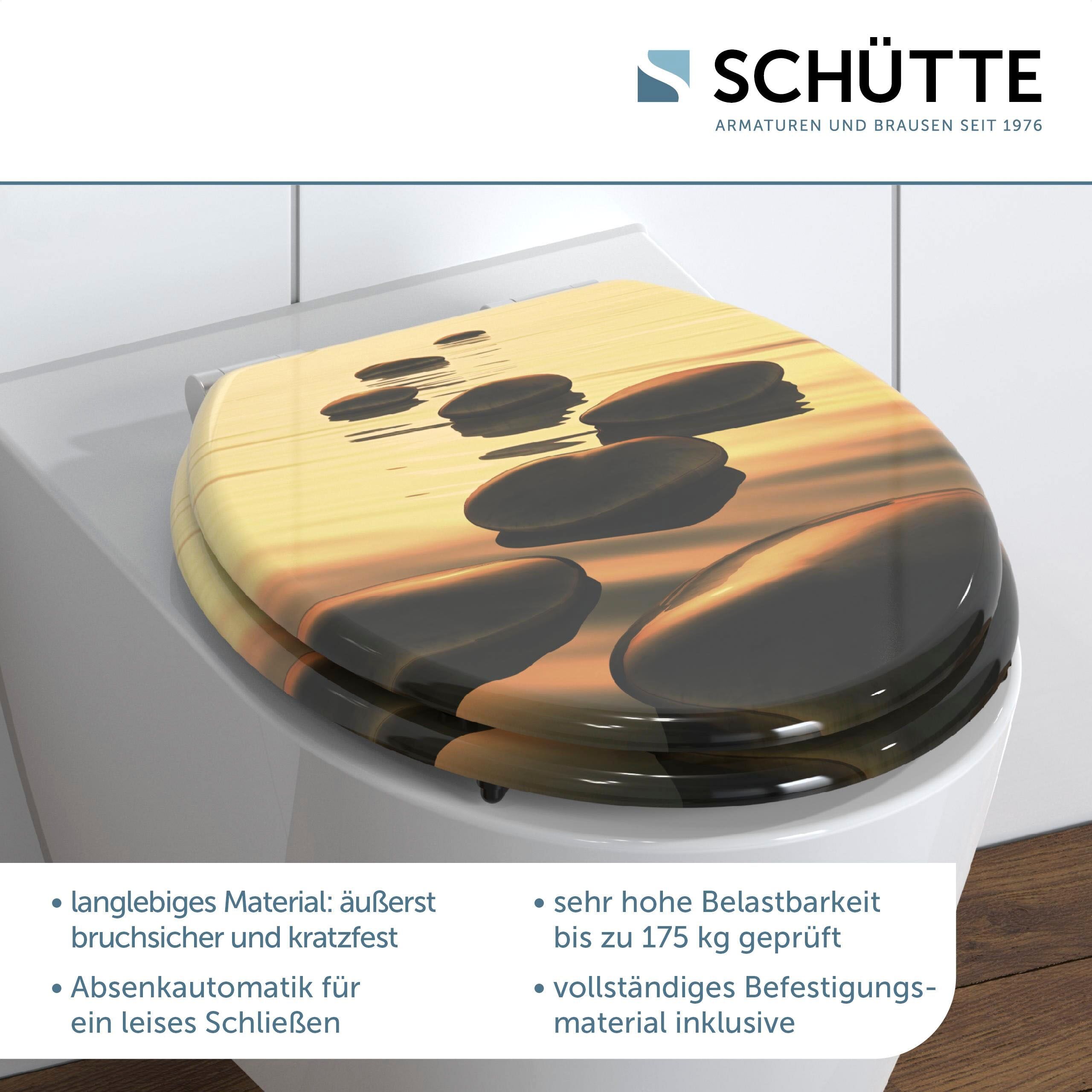 WC-Sitz SCHÜTTE "SEA STONE", bunt, B:375cm L:435cm, MDF - Mitteldichte Holzfaserplatte, WC-Sitze, WC-Sitz, mit Absenkautomatik und MDF Holzkern bunt Einheitsgröße