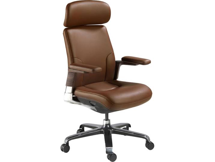 Chaise pivotante en similicuir marron 4211