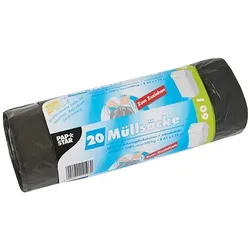 PAPSTAR 240 Müllsäcke mit Zugband, LDPE 60 l 75 cm x 65 cm grau