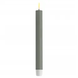 Deluxe Homeart LED 2er Set Stabkerze Real Flame, 24 cm, Ø 2,2 cm, 2er Set salbei grün