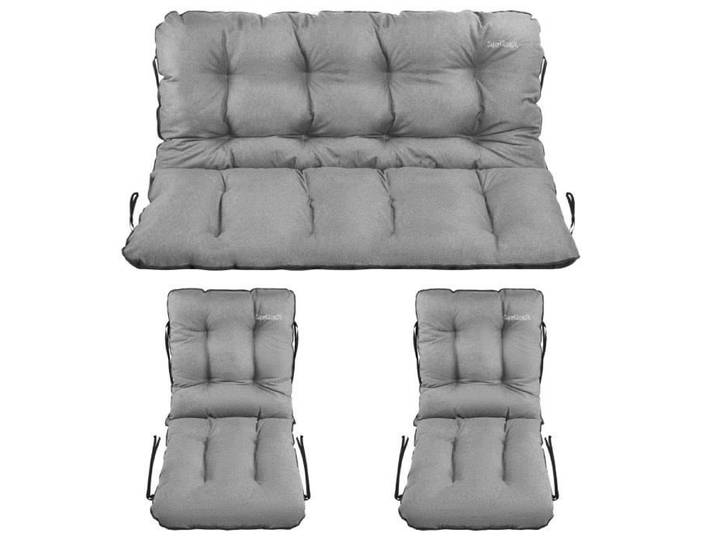 SuperKissen24. Coussin Dossier pour Banc de Jardin Canapé 120x60x50 cm + 2 x 48x96 cm - Extérieur - Imperméable - Lin Gris
