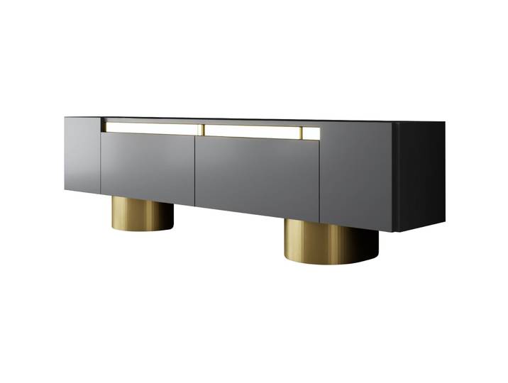 TV-Möbel Georis Anthrazit/Gold Holzwerkstoff B 180 cm - TV-Möbel
