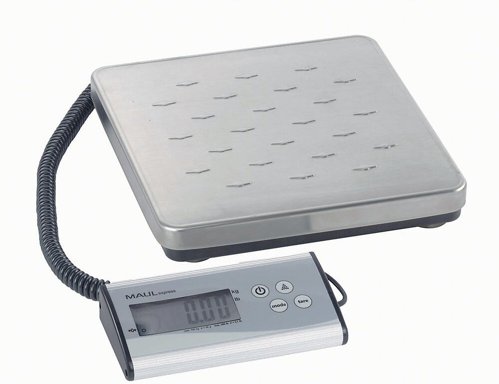 Paketwaage MAULcargo, separates Bedienpult, Wägebereich bis 120 kg, Ablesbarkeit 50 g, Wägeplatte 270 x 270 mm MAUL