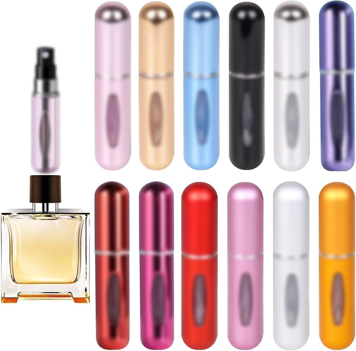 Set van 12 navulbare mini-spuitflesjes voor parfum, 5 ml, lekvrij en draagbaar