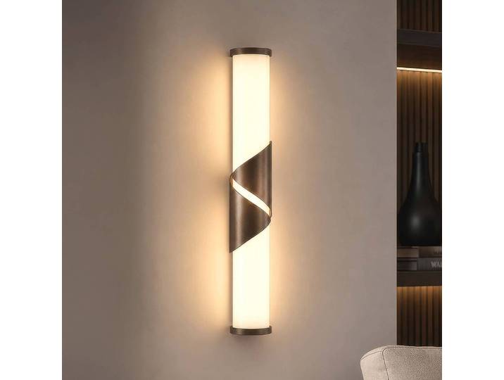 Searchlight Wandlampe Wrap, dimmbar, bronze / altmessing, für Badezimmer, Metall, Wandleuchte, Wandlampe Innen