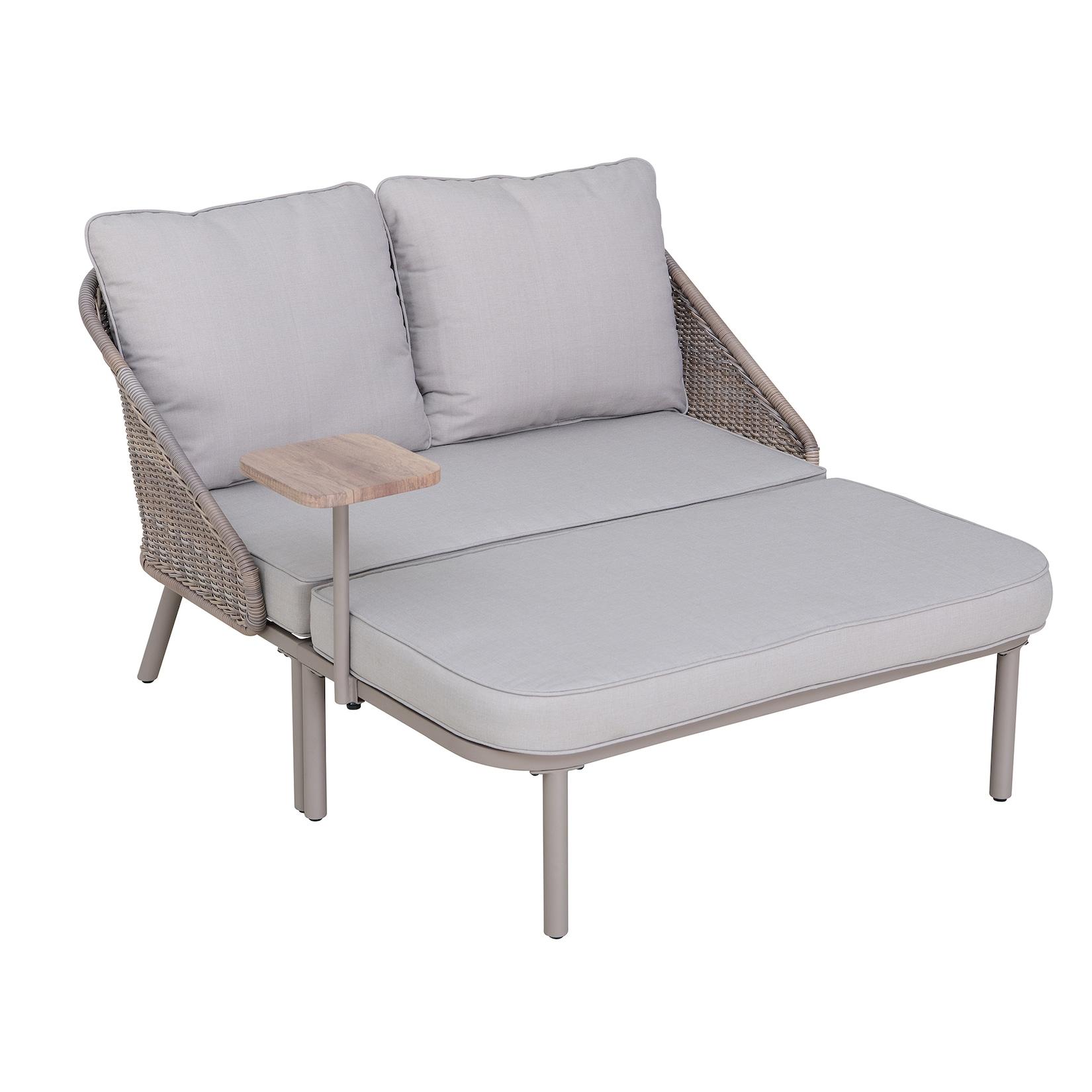 Sunjoy Stahl/Rattan Garten Tagesbett PORTO - 142cm x 128cm, grau