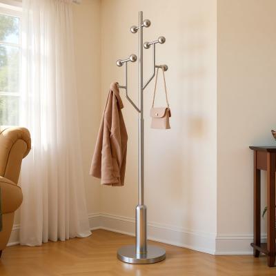 Lucky Monet "Stainless Steel Freestanding Coat Rack, Heavy Duty Metal Coat Tree - 70.9""H x 16.9""W(top) x 12.6""Dia(base)"