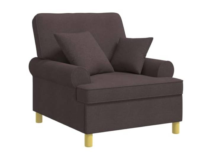 KDVXBCQJH XL Polstersessel mit 2 Kissen Dunkelbraun Stoffsessel Komfortabler Relaxsessel aus Stoff mit stabiler Holz-Metall-Konstruktion und 2 Kissen für Wohnzimmer oder Schlafzimmer.
