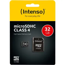 Speicherkarte micro-SD HC Card (Trans Flash), 32GB, Class 4, inkl. Adapter auf SD-Card
