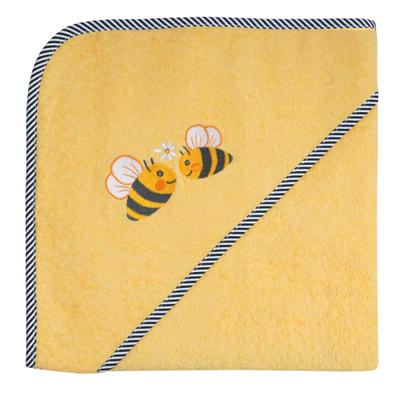 Kapuzenhandtuch WÖRNER "Bienen", gelb, B:100cm L:100cm, Frottee, Frottee, Handtücher, mit Kapuze, maschinenwaschbar, trocknergeeignet