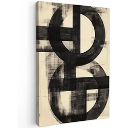 LEINWANDBILD Kreise - Balken - Schwarz - Abstrakt Wanddeko 40x60 cm