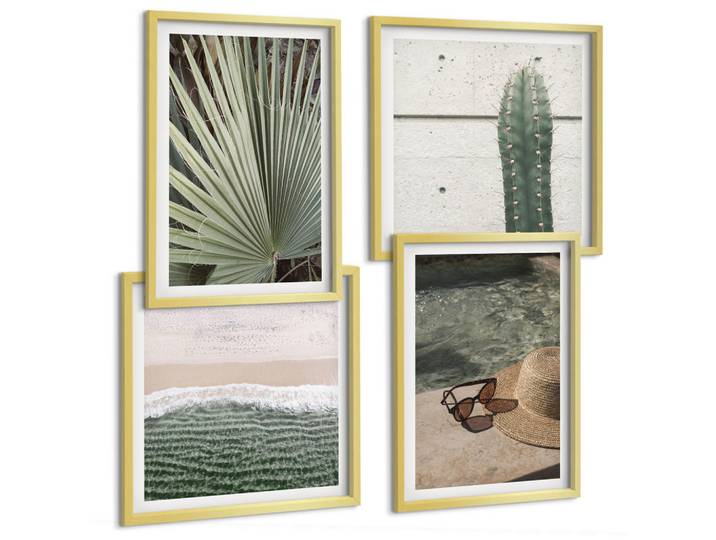 Tulup Bilder SET 4er Set - 50x50 cm & 40x60 cm Goldrahmen - Zubehör für tropische Pflanzen, Goldfarben, Kunststoff, Rechteckig, 50x50 cm, Fotografie, Bilder & Rahmen, Bilder