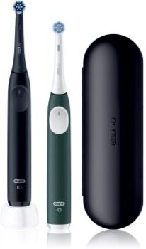 Oral-B iO2 Clean & Gentle escova de dentes eléctrica com estojo DUOPACK Matt Black & Forest Green . iO2 Clean & Gentle