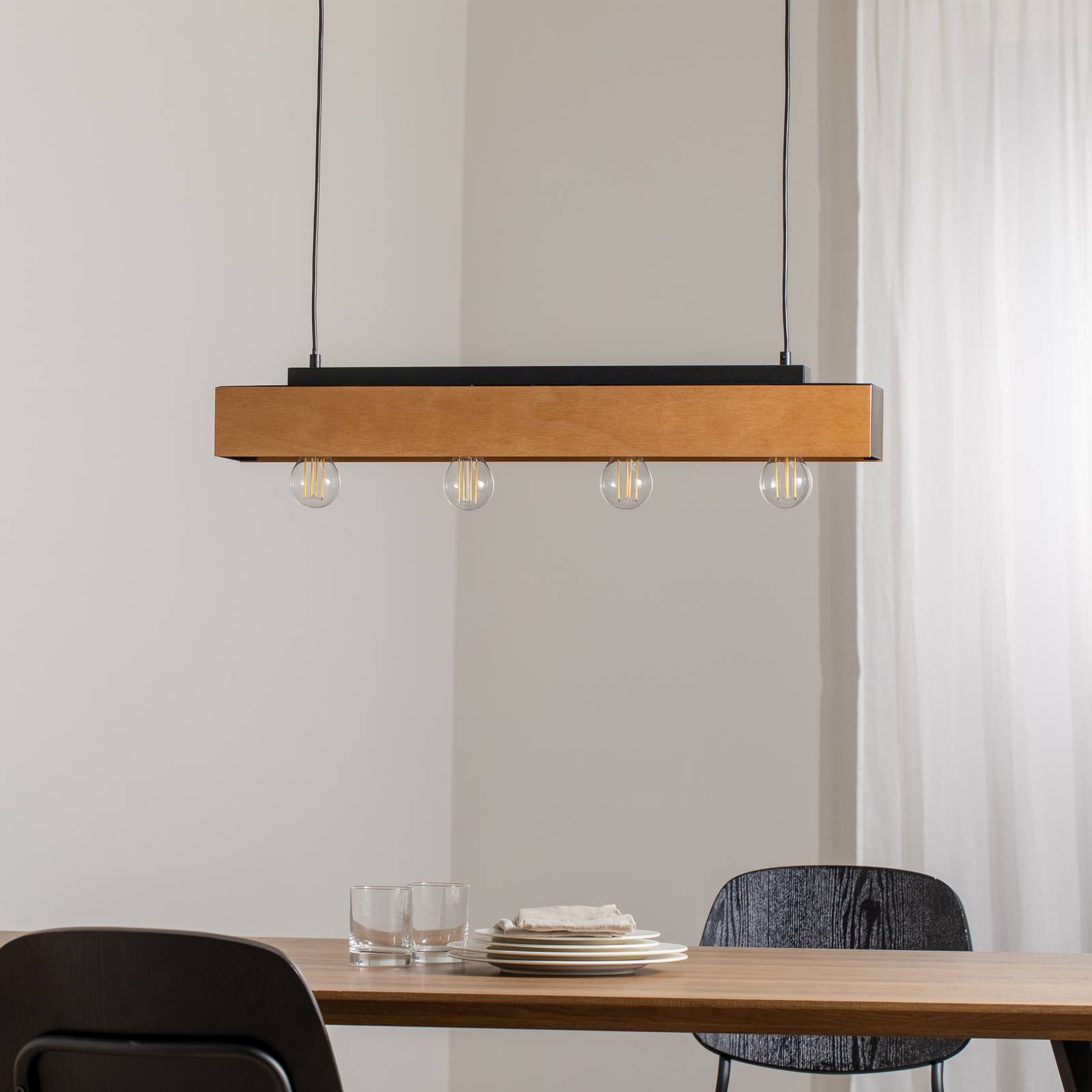 Deckenlampe Miluza Luminex, Holz hell, für Wohn- / Esszimmer, Holz, Deckenlampe