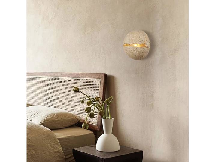 Wabi-sabi jaune travertin pierre applique murale japonaise pour chambre chevet couloir Villa fond décoration murale éclairage