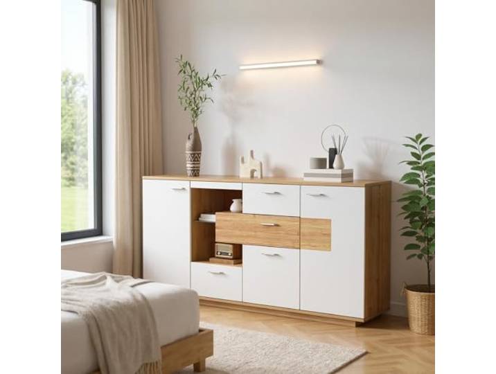 FurnitureR Natural Kleiderschrank, Modernes Design, MDF Material, Platzsparende Lagerlösung, Vielseitig Einsetzbar, Funktionalität im Schlafzimmer