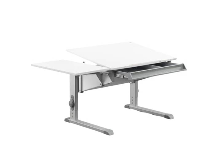 Moll Sprinter CP Kinderschreibtisch höhenverstellbar mitwachsend, ergonomisch & neigbar für aufrechtes Sitzen ideal für Schulkinder Schreibtisch weiß optional mit Schublade Made in Germany