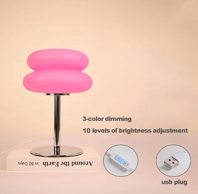 Inspire Essentials Creamy Style Bedside Table Lamp USB Plug Tri Color Dimming b usb Plug