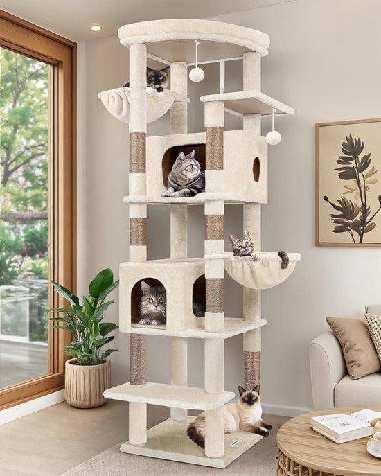 Kattenboom Groot Krabpaal Beige - Hoogte: 188 cm