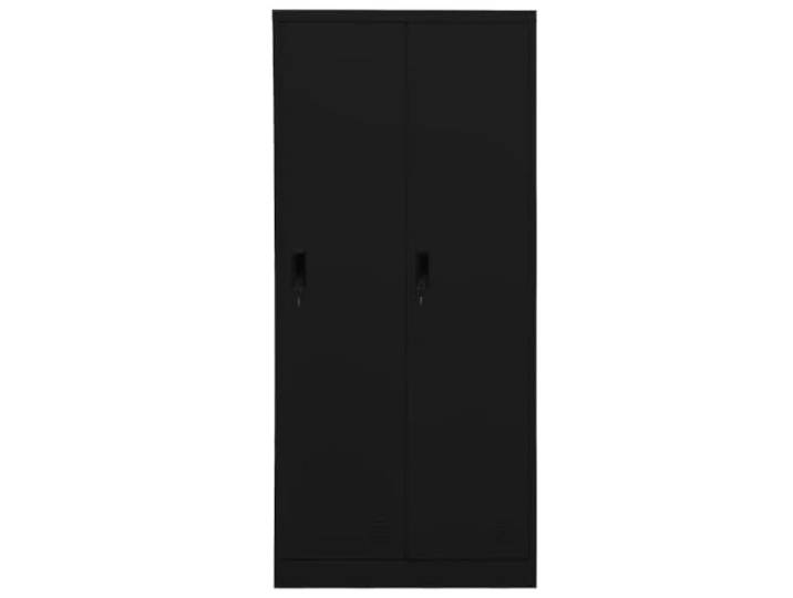 Stahlschrank Schwarz 80x50x180 cm mit Einlegeböden und Schlössern 2 Ablagen, 2 Schlösser, robuster Stahl, pflegeleicht, geräumige Fächer, modernes Design