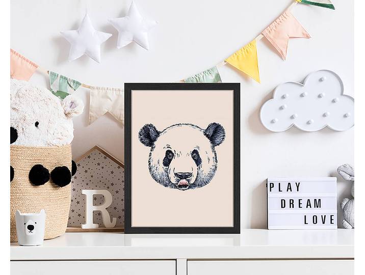 Bild Panda Water And Ink Drawing 33 x 43cm Multicolor