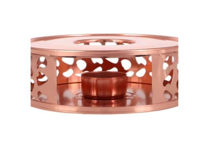 Stövchen Teapot Warmer Tea Pot Stand Coffee Base Stainless Steel Hollow Stand for Glass Teapot Tea and Milk Warming(Rose gold)