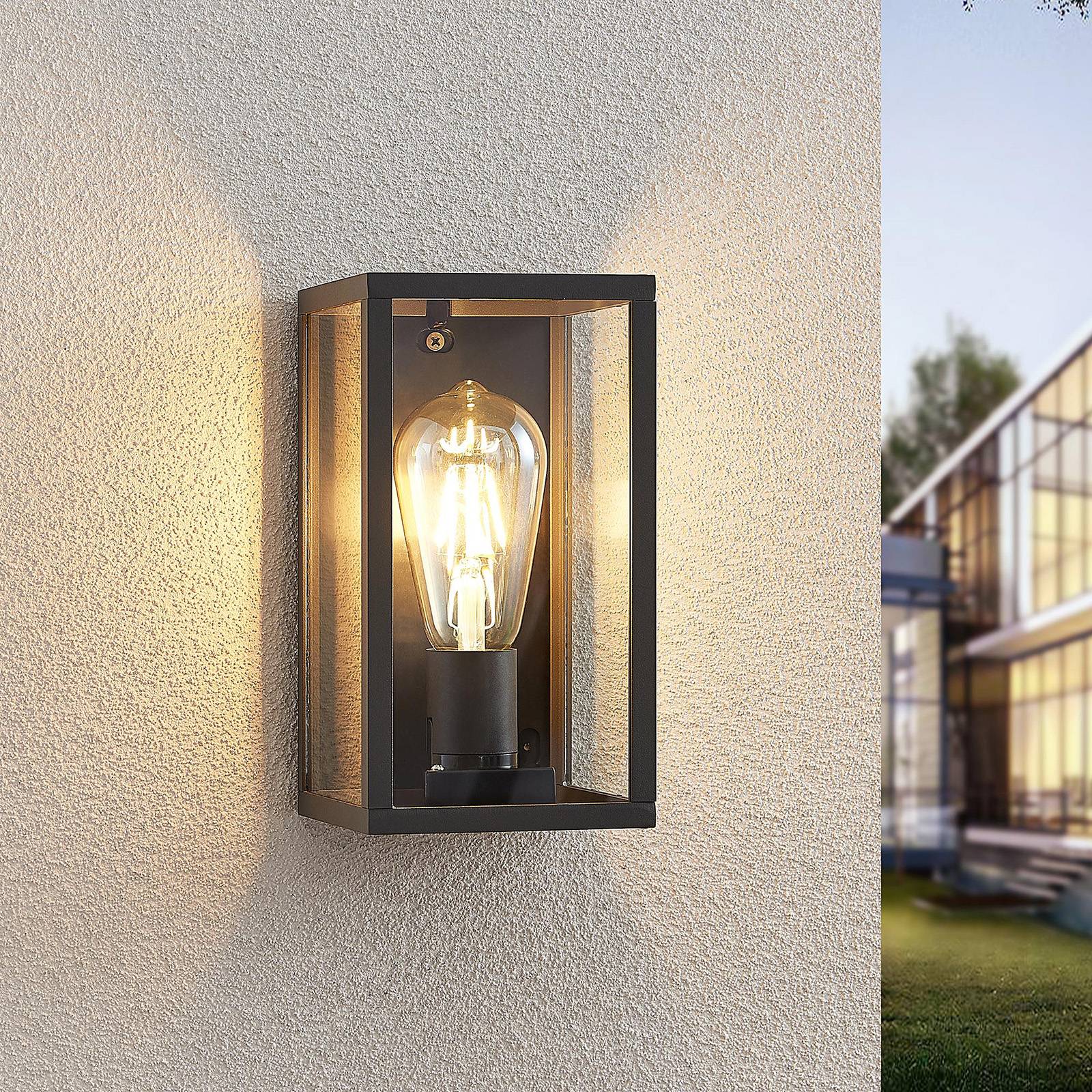 Udendørs væglampe Filimon Lindby, dæmpbar, Sort, Aluminium, Moderne