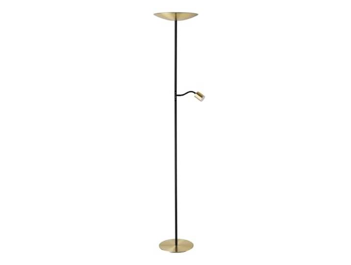 Eglo Lampadaire salon LED Conivarino\, lampe de lecture sur pied lèche-plafond avec liseuse flexible\, à intensité variable\, luminaire en acier laiton brossé\, blanc chaud\, 170 cm