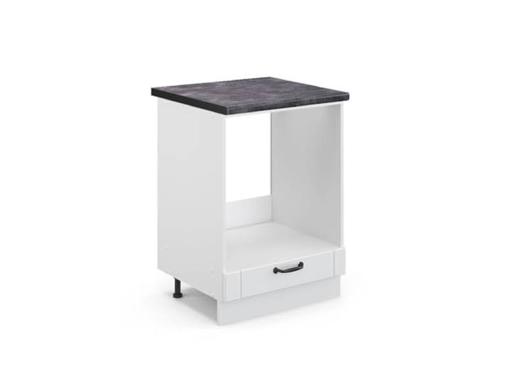 Vicco Herdumbauschrank Fame-Line, Weiß Landhaus, 60 cm MDF-Front · Arbeitsplatte Anthrazit · Höhenverst. Füße · Metallgriffe · Einfache Integration