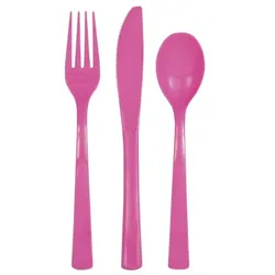 Plastik Besteck pink 18 tlg. Löffel Messer Gabeln