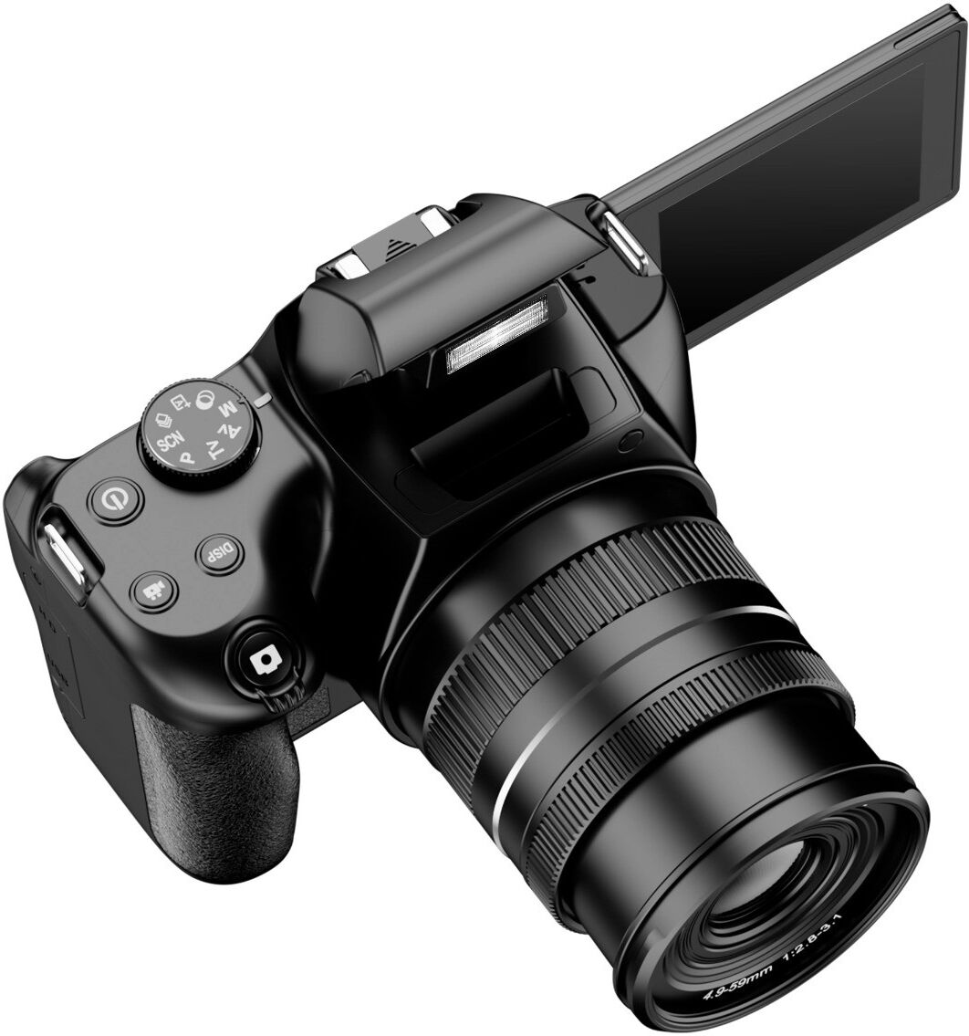 INF 12x optischer Zoom spiegellose Kamera mit 72MP-Sensor, 3.0 inch klappbares IPS-Display und WiFi