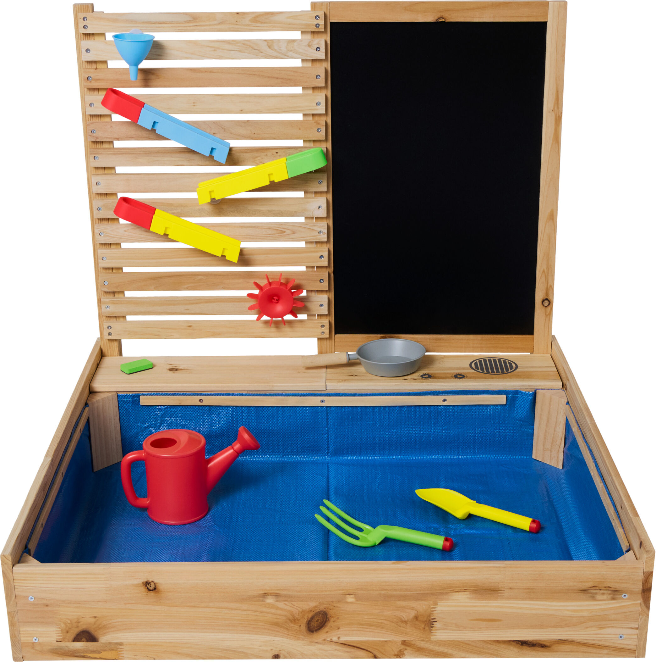 LUPILU® Sandkasten mit Wasserspielwand, 28-teilig